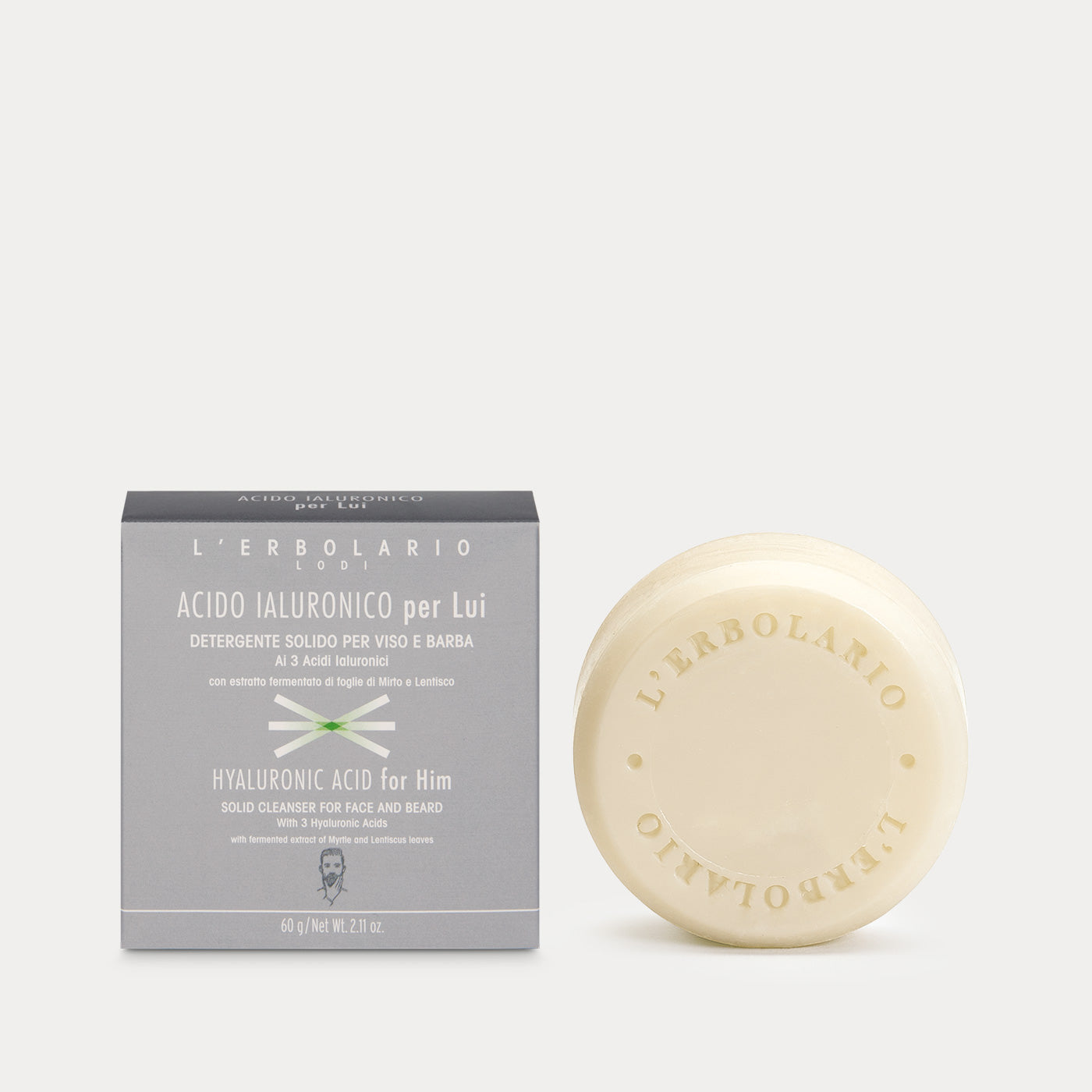 Detergente Solido Viso e Barba Acido Ialuronico per Lui