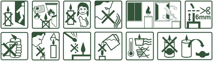 Set icone Sicurezza e Avvertenze - Candele